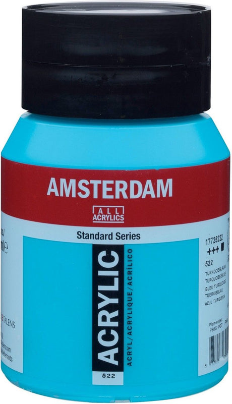 Amsterdam standard series acrylverf pot 500 ml turkooisblauw 522