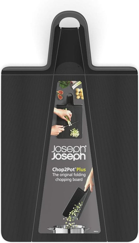 Joseph joseph chop2pot plus skærebræt – foldbar – sort – medium – skridsikker tåler opvaskemaskine