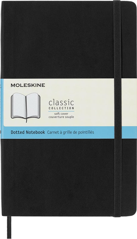 Moleskine klassisk notesbog - stor - blødt omslag - prikket - sort
