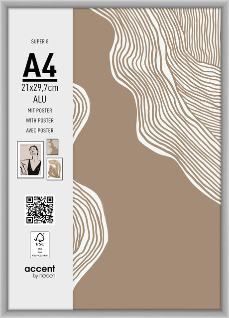 Nielsen design nielsen fotolijst 5421124 super 8 mat zilver 21x29,7 cm