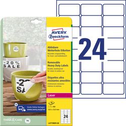 Avery zweckform vejrbestandig etiket avery np 63 - 5x33 - 9 mm 20 ark 24 etiketter pr.