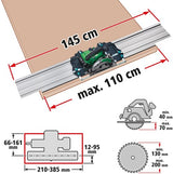 Wolfcraft - universal styreskinne til rundsav 1450mm - savføring - fks 145 styresystem til dyksav - 6913000