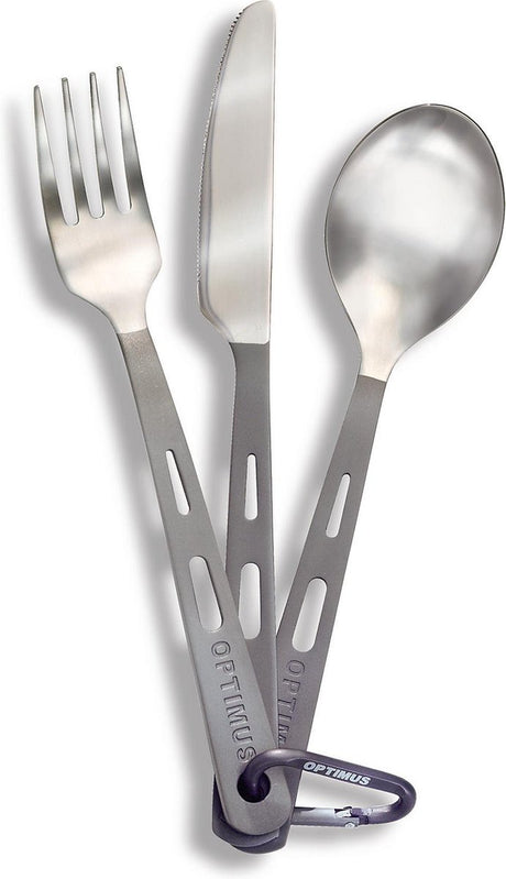 Optimus en optimus titanium 3-delt bestiksæt - campingbestik - titanium