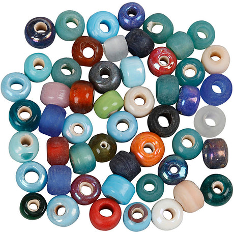 Creativ firma glasperler, d 9 mm, hulstørrelse 2,5-3 mm, ca. 680 stk, forskellige farver, 500 g 1 æske