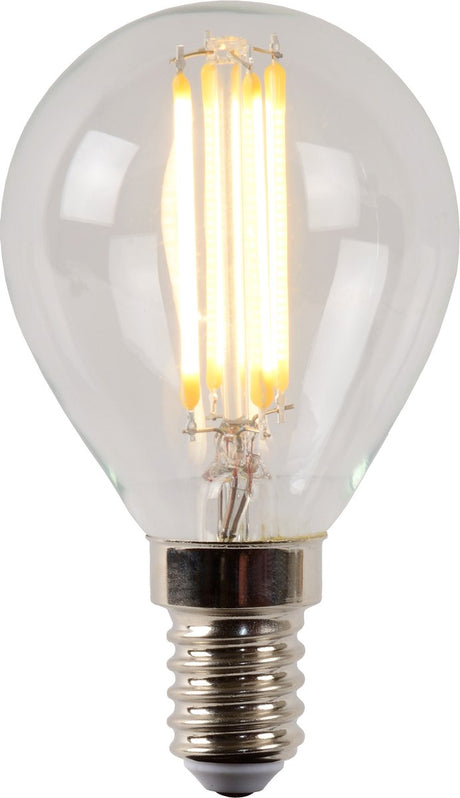 Lucide p45 - glødelampe - ø 4,5 cm - LED dæmpbar - E14 - 1x4W 2700K - gennemsigtig