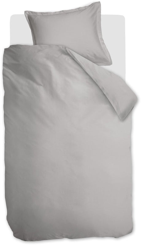 Ambiante satin uni dekbedovertrek - eenpersoons - 140 x 200 220 cm - grijs