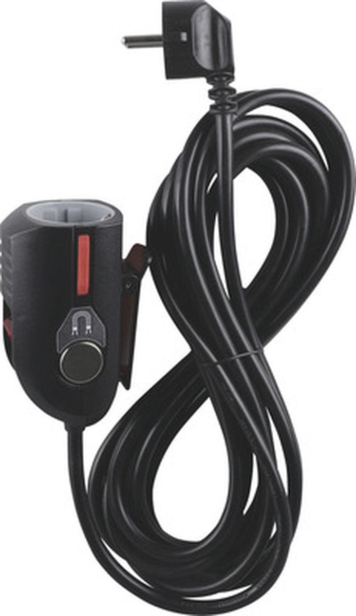 Q-link forlængerkabel - med klemme, kontakt og magnet - 3 x 1,5 mmâ² - 5 m - sort