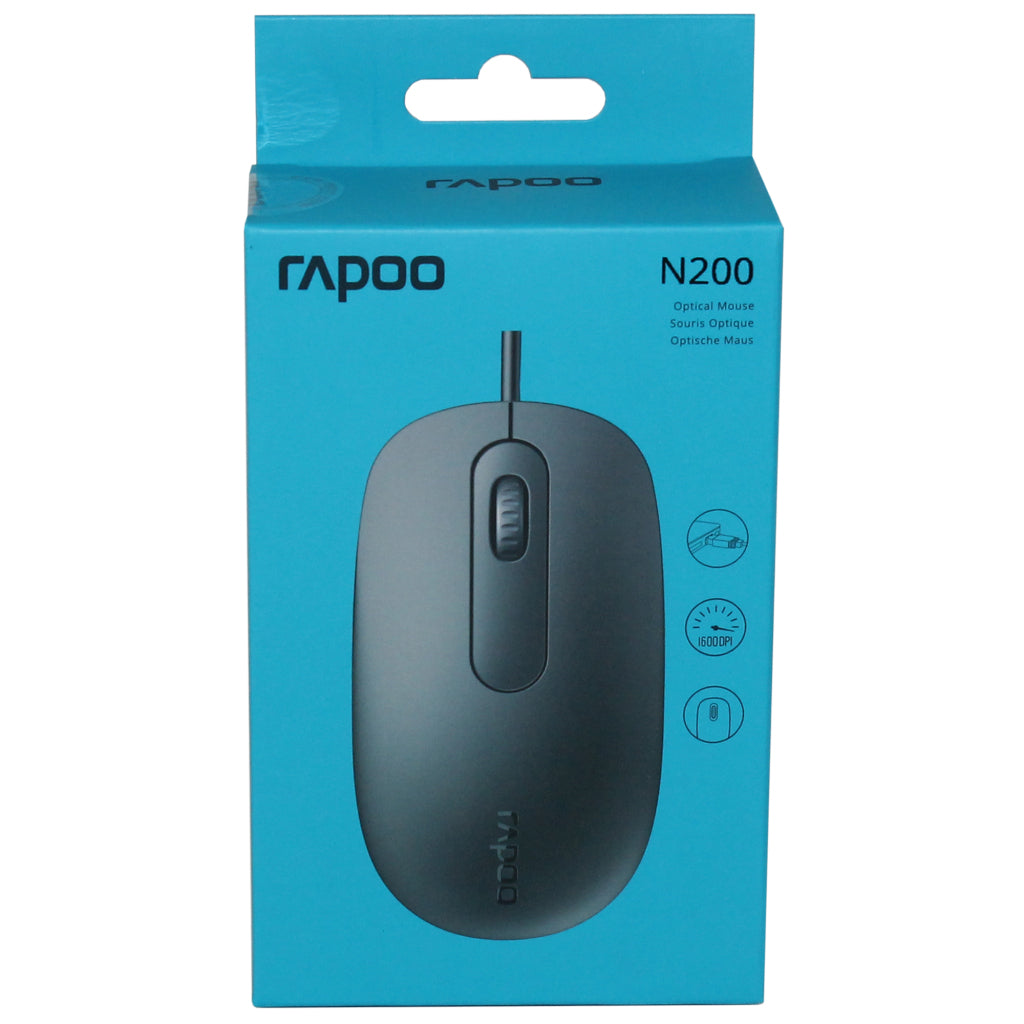 Rapoo mus med ledning sort n200