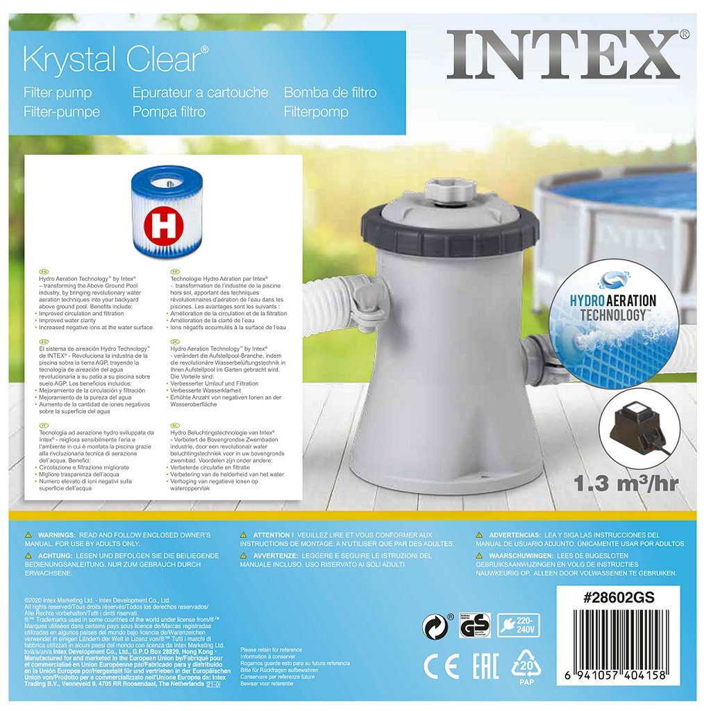 Intex 28602gs krystal klar filterpumpe 1250l 12v
