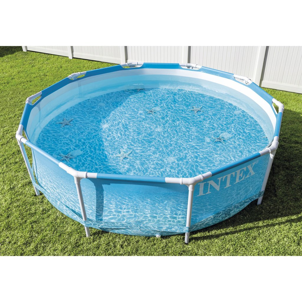 Intex 28208gn metalstel ved stranden pool + filterpomp 305x76 cm blå