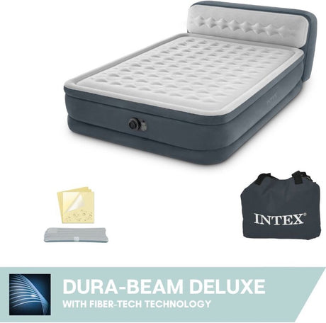 Intex queen ultra plys sengegavl luftseng med indbygget pumpe - 203x152x46cm