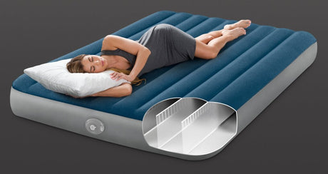 Intex 64189np queen dura-beam prestige downy luchtbed met pomp