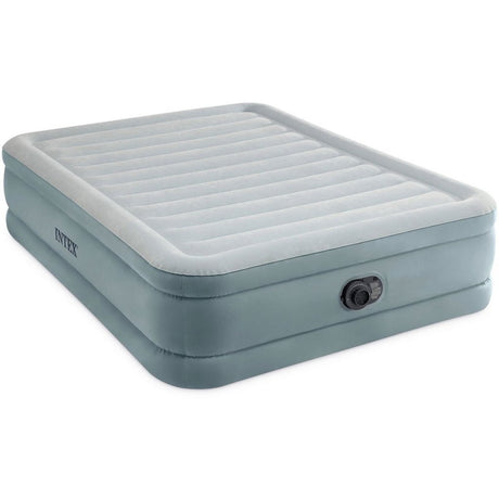 Intex 64824nd queen trend premium komfort 2-personers luftmadras 203x152x46 cm + indbygget pumpe grå