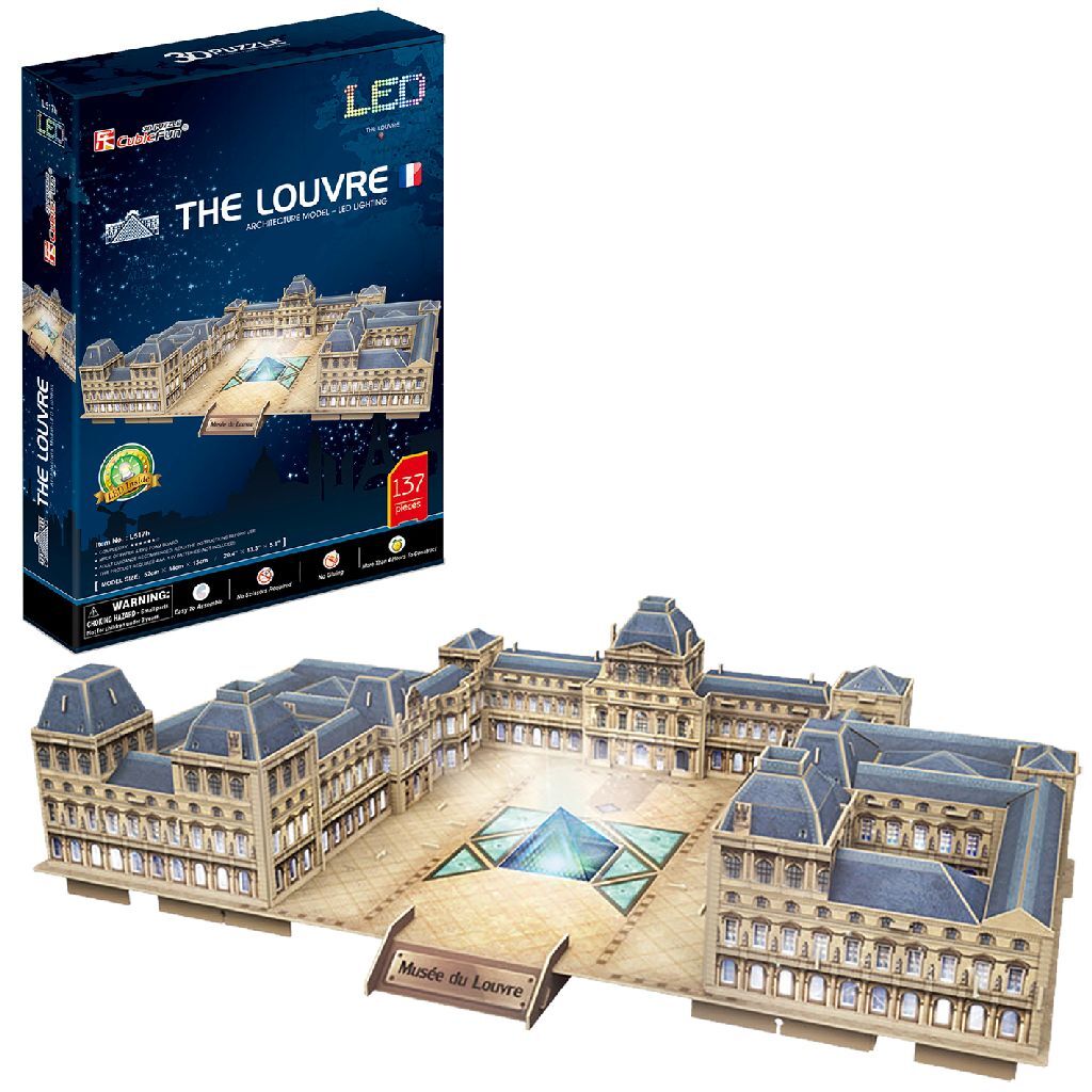 Kubik sjovt 3D puslespil Louvre med LED (2011414)