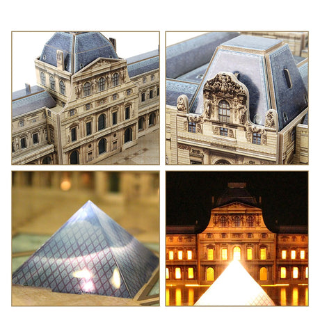 Kubik sjovt 3D puslespil Louvre med LED (2011414)