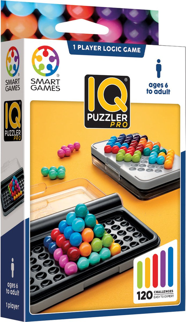 Smartgames IQ Puzzler Pro - logisk tænkespil rejsepuslespil - 120 opgaver i 2D og 3D - pædagogisk solospil for børn og voksne - fra 6 år
