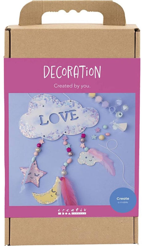 Creativ firma hobby sæt dekoration, sky, måne, stjerne, glitter farver, pastel farver, 1 æske