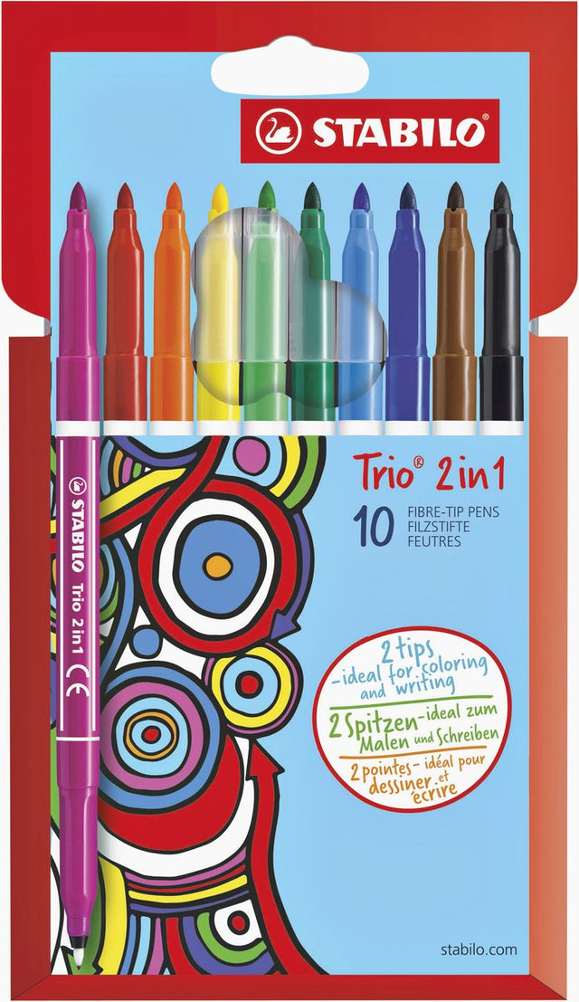 Stabilo trio 2i1 ergonomiske farveblyanter - 10 stk.