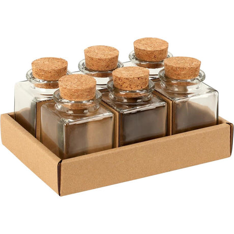 Fremragende opbevaringskrukke i glas til husholdningsartikler med kork låg 80ml 4,5x4,5xh8cm