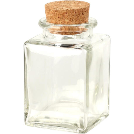 Fremragende opbevaringskrukke i glas til husholdningsartikler med kork låg 80ml 4,5x4,5xh8cm