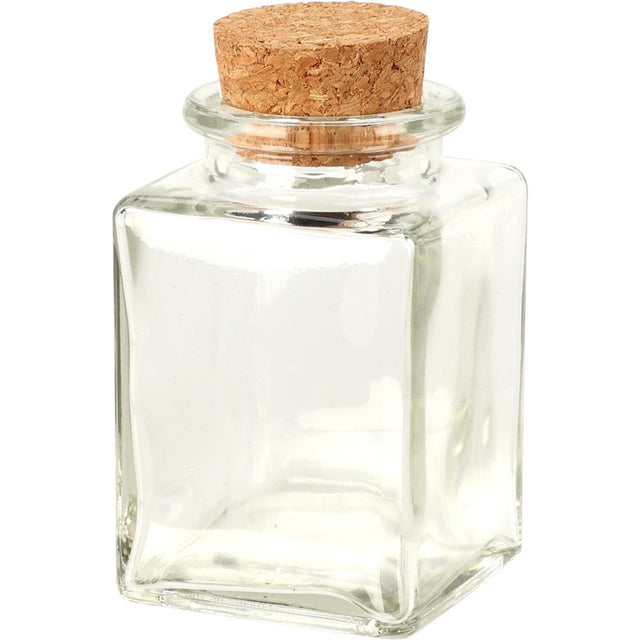 Fremragende opbevaringskrukke i glas til husholdningsartikler med kork låg 80ml 4,5x4,5xh8cm