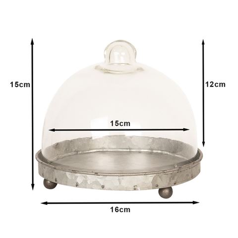 Clayre eef klokkeglas 6gl2492 grå gennemsigtig 16x15 cm