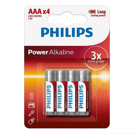 Philips AAA alkaliske batterier 4 stk