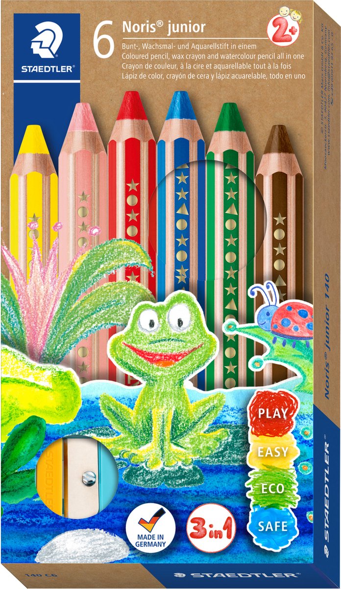 Staedtler noris junior - 3-i-1 farveblyant - sæt med 6 stk