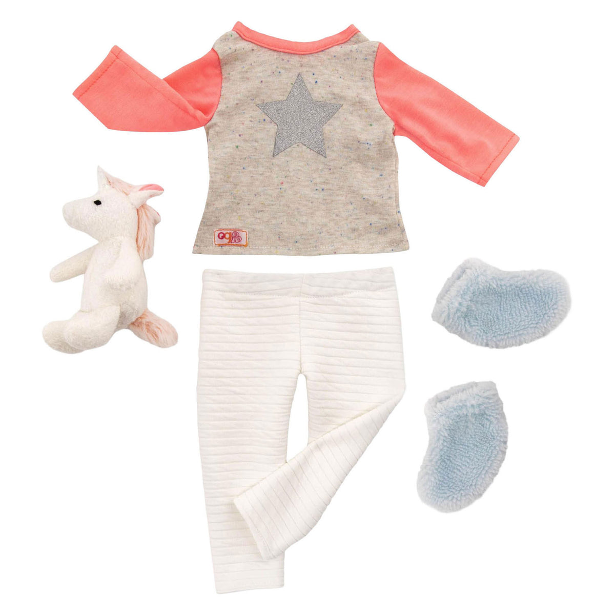 Outfit pyjamas til dukker 45cm - enhjørning