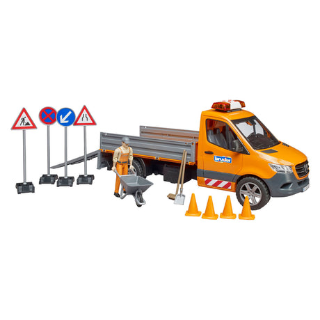 Bruder Mercedes-Benz Sprinter vejbygning + figur og tilbehør