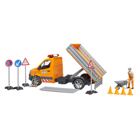 Bruder Mercedes-Benz Sprinter vejbygning + figur og tilbehør