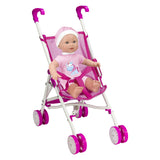 Babydukke med buggy - 35 cm