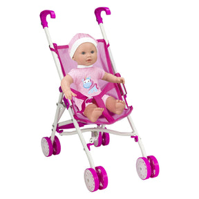 Babydukke med buggy - 35 cm
