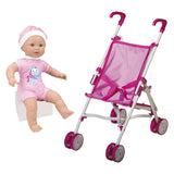 Babydukke med buggy - 35 cm