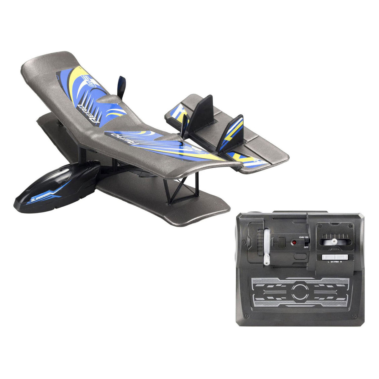 Sølvbelyst rc plane b-wing evo blå