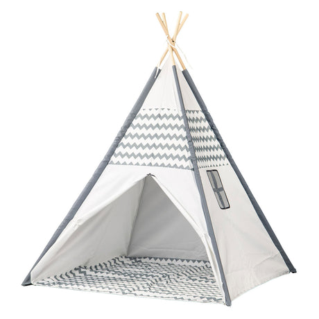 Tipi met houten stokken en vloerkleed - 120x120x150cm
