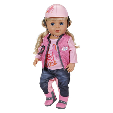 Baby born poppenkleding paardrijden 43cm - outfit met helm.