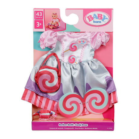 Baby born dukke outfit farverig slikkjole 43cm dukketøj. m