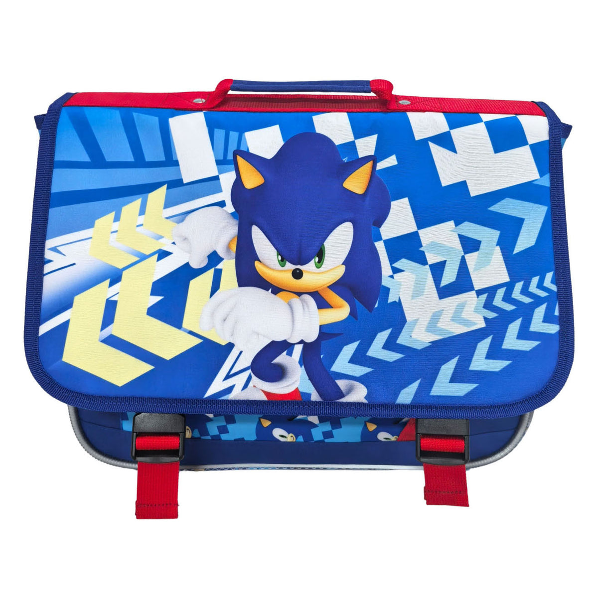 Sonic skoletaske med 2 rum og frontlomme