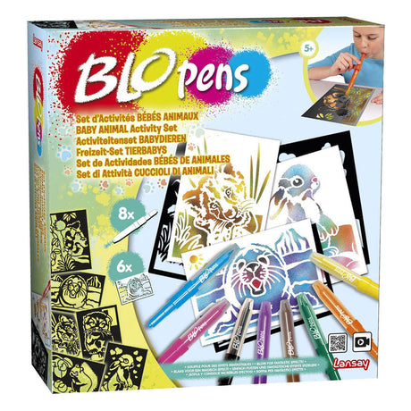 Blopens knutsel set babydieren met 8 blaaspennen