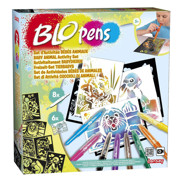 Blopens håndværkssæt babydyr med 8 blæsepenne
