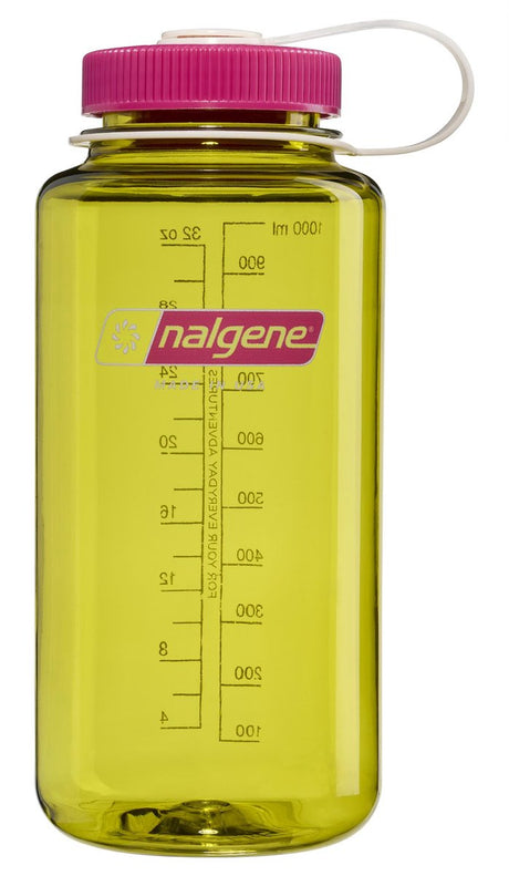 Nalgene - flaske med bred mund - drikkeflaske - vandflaske - 1000ml - bpa fri - sustain - endive m fuchsia lilla ny