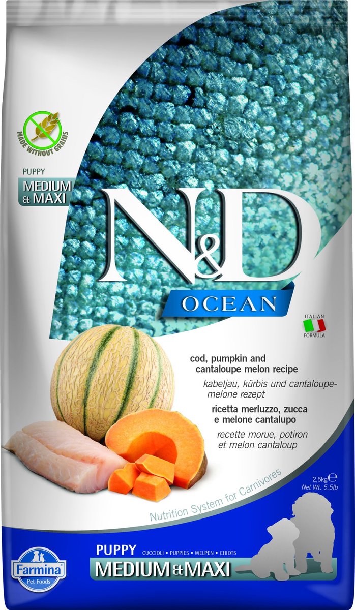 N d ocean hvalpefoder torsk med græskar medium maxi 2,5 kg