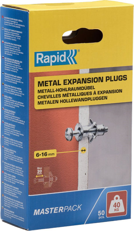 Rapid hollewandplug voor plaatdikte 6-16mm – 40 kg (50 st.)