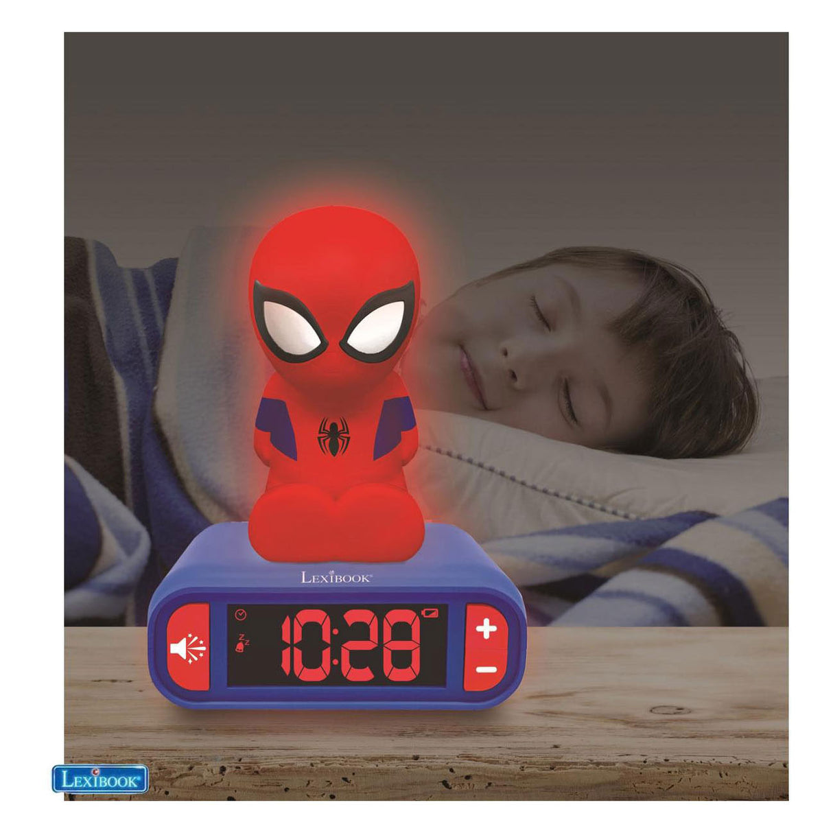 Lexibook vækkeur med natlys 3d design spiderman og lydeffekter