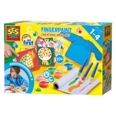 Ses creative - min første fingermaleri-kreation - mega håndværkssæt til børn fra 1 år - inklusive maling og farvekort - perfekt til små kunstnere