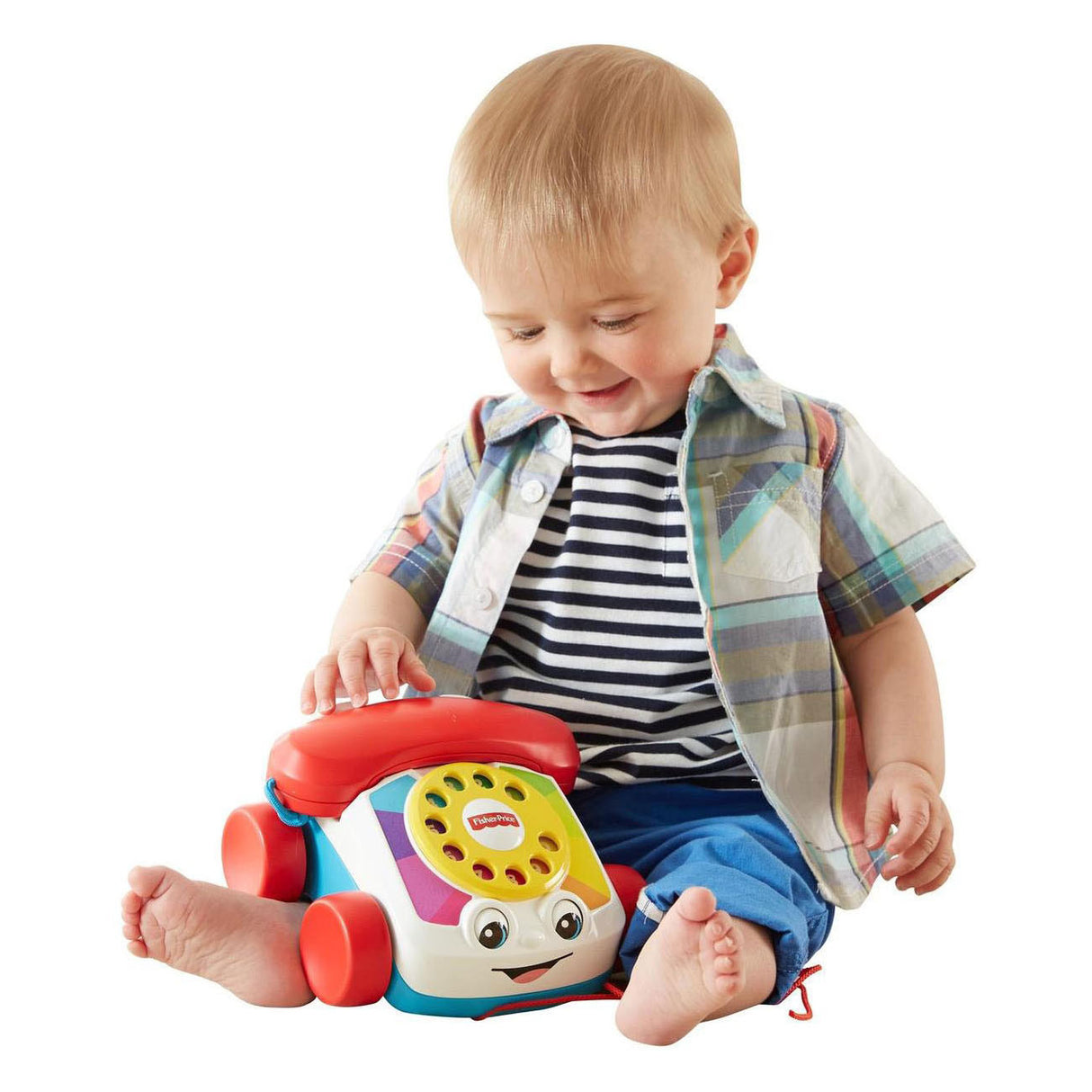 Fisher-price småbørnstelefon - med træksnor - legetøjstelefon
