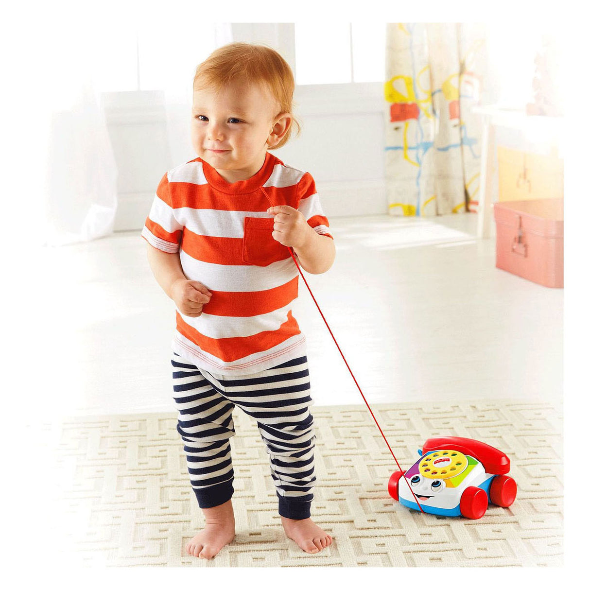 Fisher-price småbørnstelefon - med træksnor - legetøjstelefon