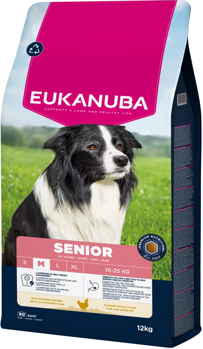 Eukanuba senior medium breed kip - hondenbrokken - 12 kg