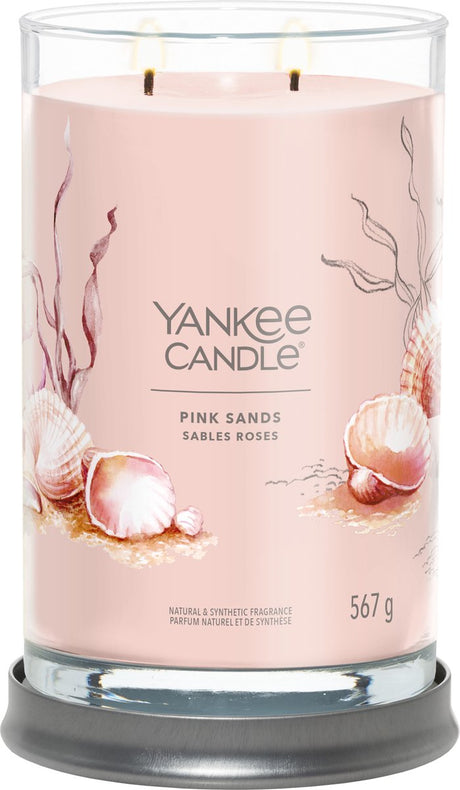 Yankee lys - pink sands stort tumbler duftlys - 100 brændende timer - to væge